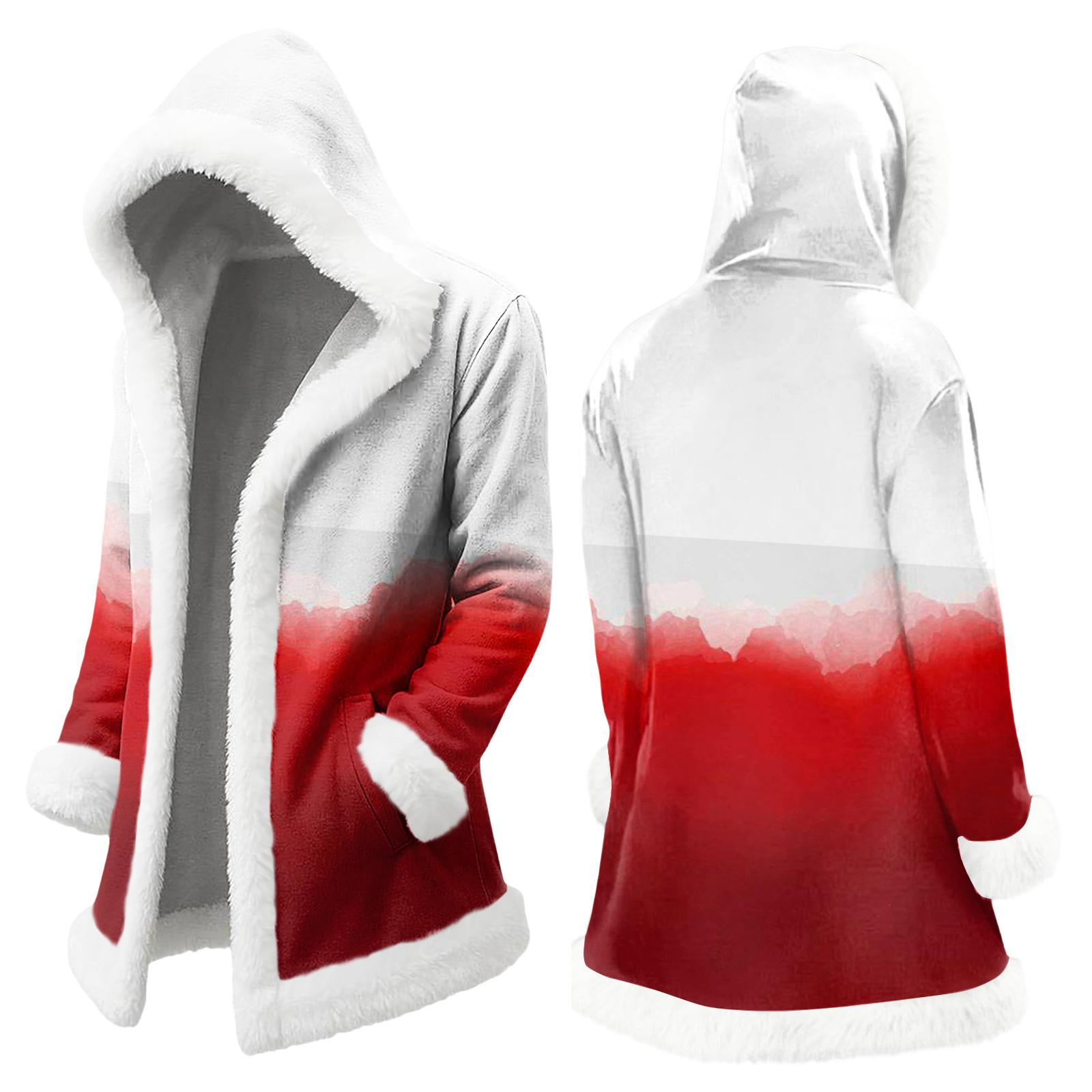 Unisex Casual And Fashionable Plush Collar Hooded Long Sleeved Floral Gradient Printing Jacket XL 3834₽