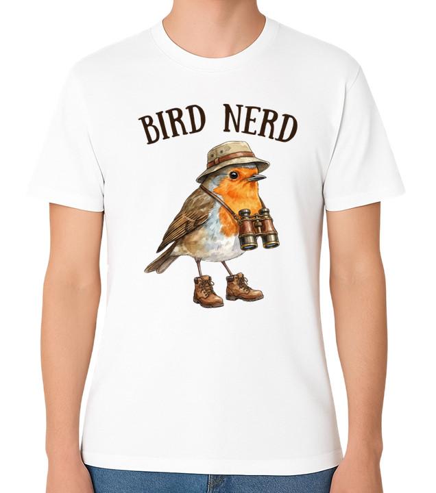 Robin Bird Nerd Funny Birdwatching Graphic Unisex T-Shirt Nature Lover Tee S разноцветный