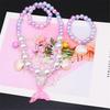 Mermaid Tail Pearl Jewelry Set for Girls: Necklace, Bracelet, Ring & Earrings