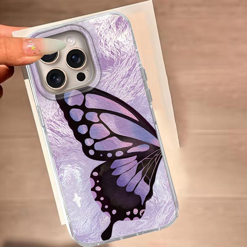 Case For IPhone 16 15 13 Plus Pro Max 7 14 Pro 5G Phone Cover Purple Butterfly Gradient Pattern For IPhone 16e Protective Bags