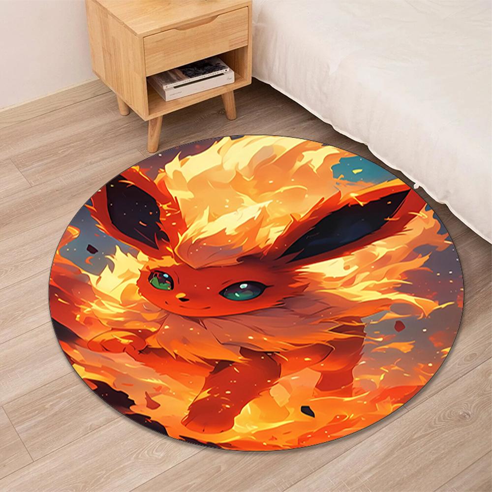 Pokémon Printed Round Rug Carpet Chair Rug Area Rug Entryway Doormats,for Office Chair Living Room Bedroom Kitchen Room.
