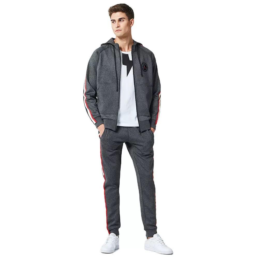 Autumn and Spring Fashion Trend Retro Sports Hoodie Sweatshirt Set Men's Casual Loose Plus Size High-grade Two-piece Set