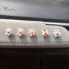 Car Aesthetic Decor 5Pcs Colorful Shaking Flower Decor, Resin Rainbow Sunflower Dashboard Ornament Cute for Teens with Non Slip Pad, Wobble