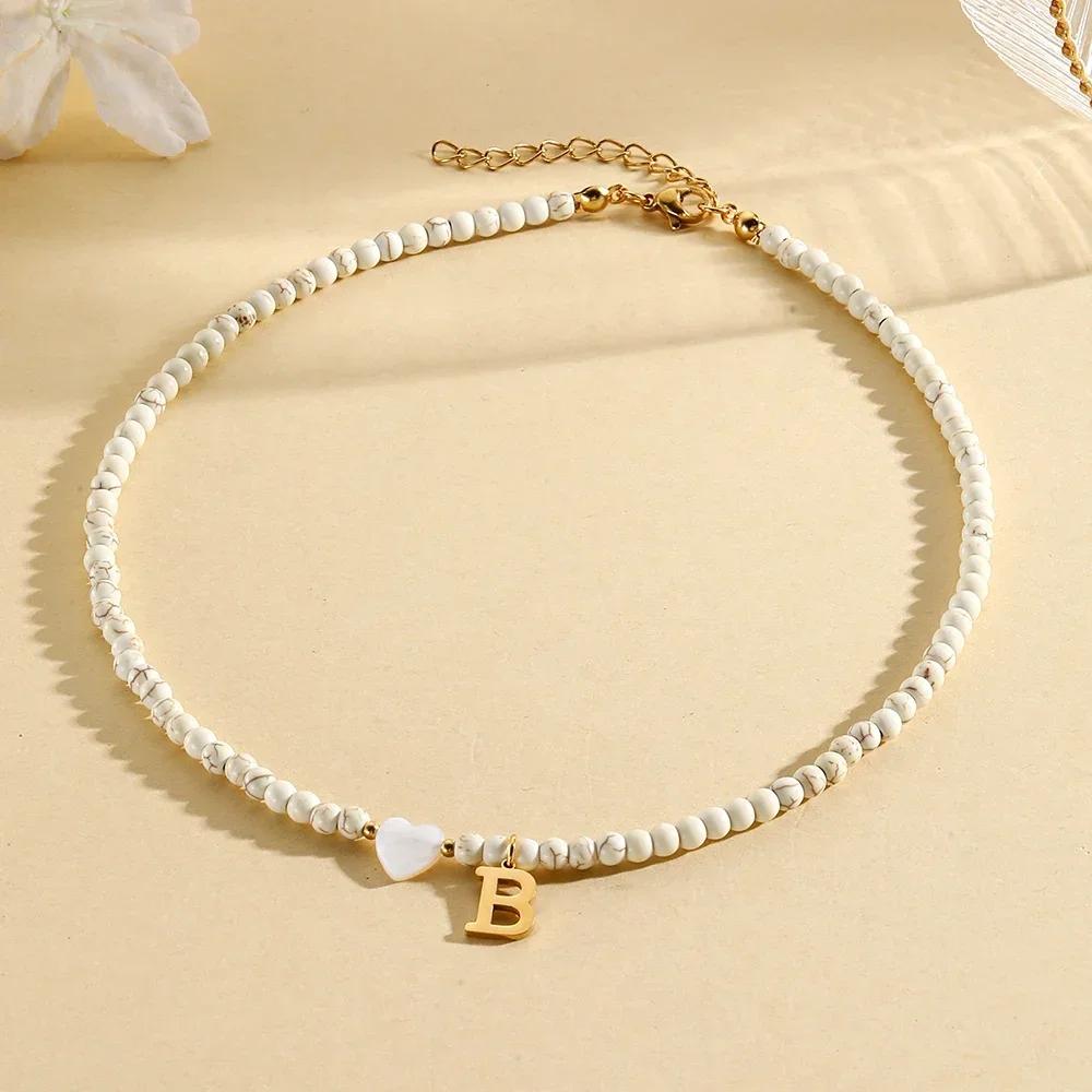 Bohemian Choker Neck Necklaces Heart-shaped Shell Letter Pendant Beads Women Necklace Woman Trend Jewelry Gift 2025