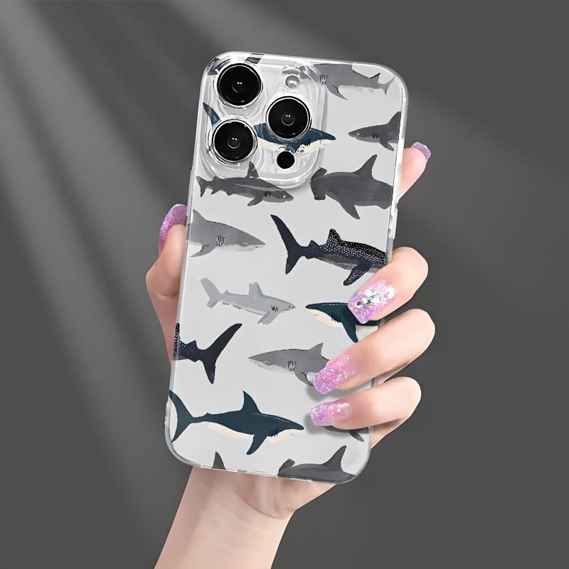 Shark Transparent Phone Case for iPhone 16E/15/14/13/12 Pro Max/11/7 Soft Cover