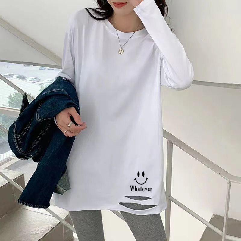 Damen Midilanges Langarm-T-Shirt - Frühling & Herbst 2025 Kollektion, Süßer & Cooler Lagen-Sweatshirt-Stil