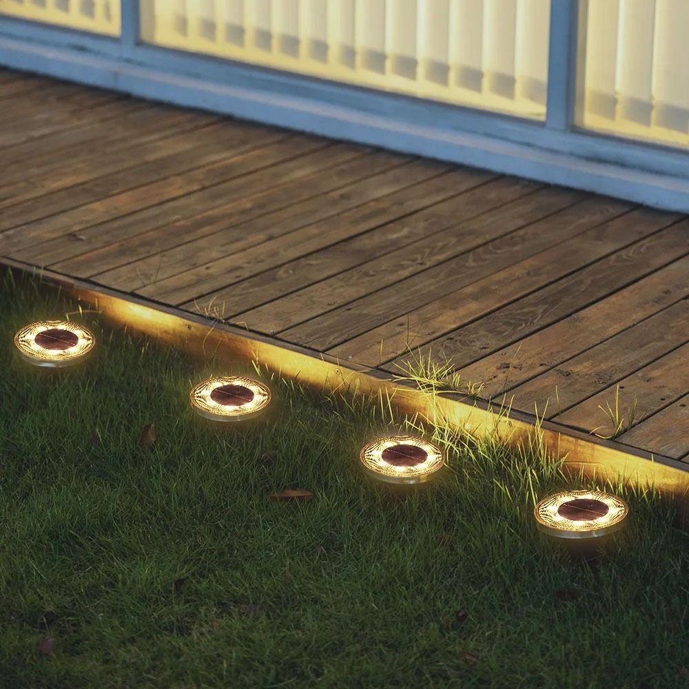 2Pcs Solar Power Solar Buried Lights Super Bright Path Deck Lights Street Lights Lawn Lamp Garden