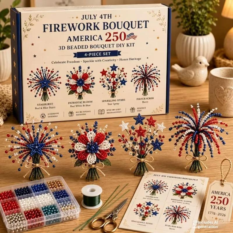 Tiny 3D Beaded Animal DIY Kit, Easy DIY Beading Embroidery Kit With 4 Cute Designs, 3D Animal Themed Beadwork Kit For Beginners