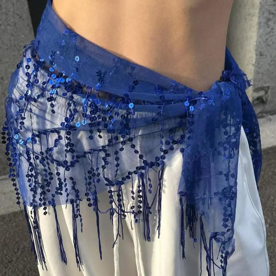 Trendy Sequin Tassel Hip Scarf: Versatile Jazz & Street Dance Accessory
