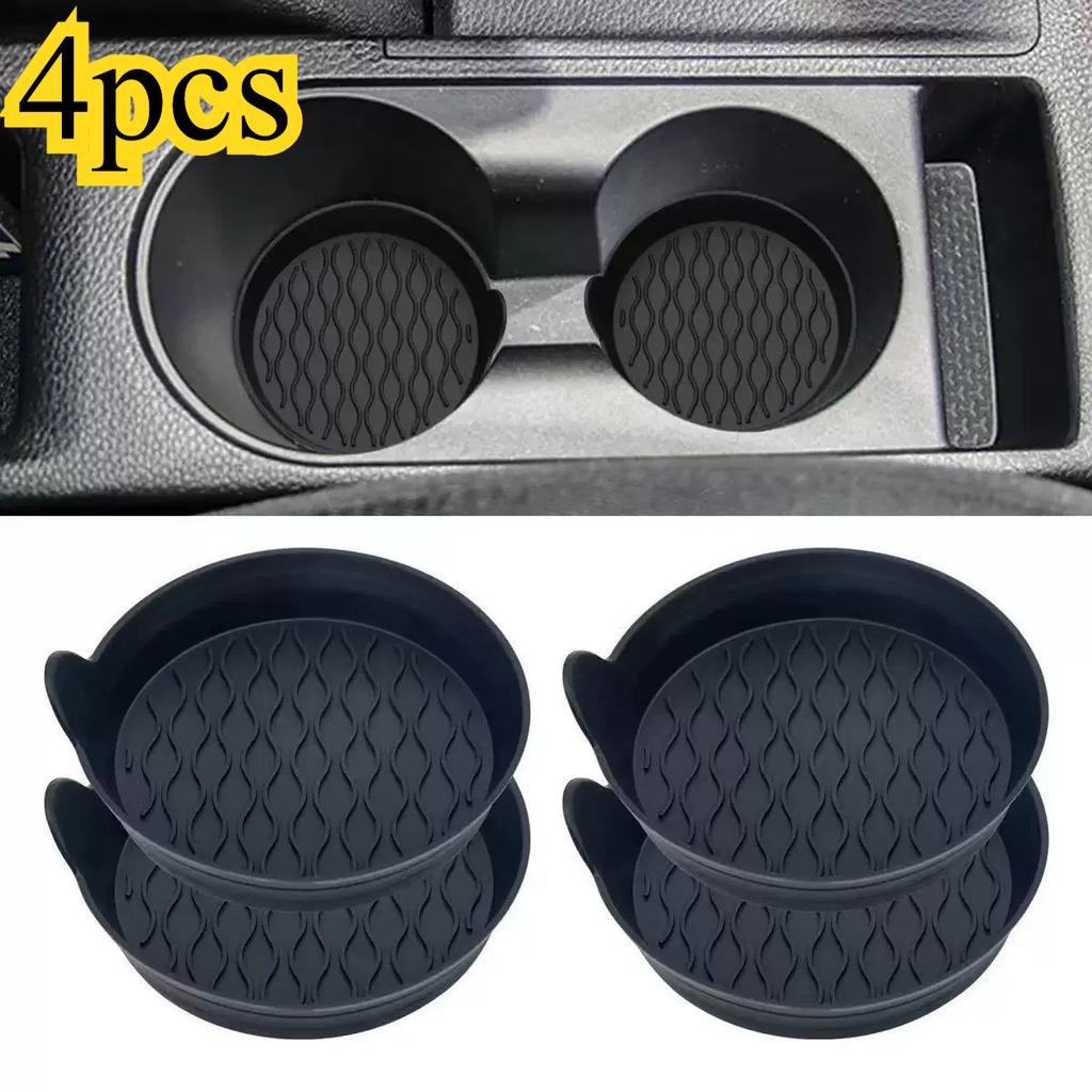 4pcs Black Silicone Car Cup Holders with Non-Slip Inserts -Fit for All Vehicles, Easy-Clean Design,Cup Holders for Vehicles