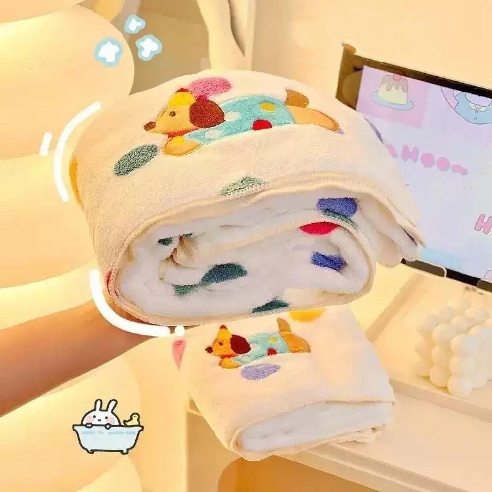Quick Dry Coral Fleece Bath Towel Cartoon Puppy Hair Drying Towel Household Pool Towel  Bathroom