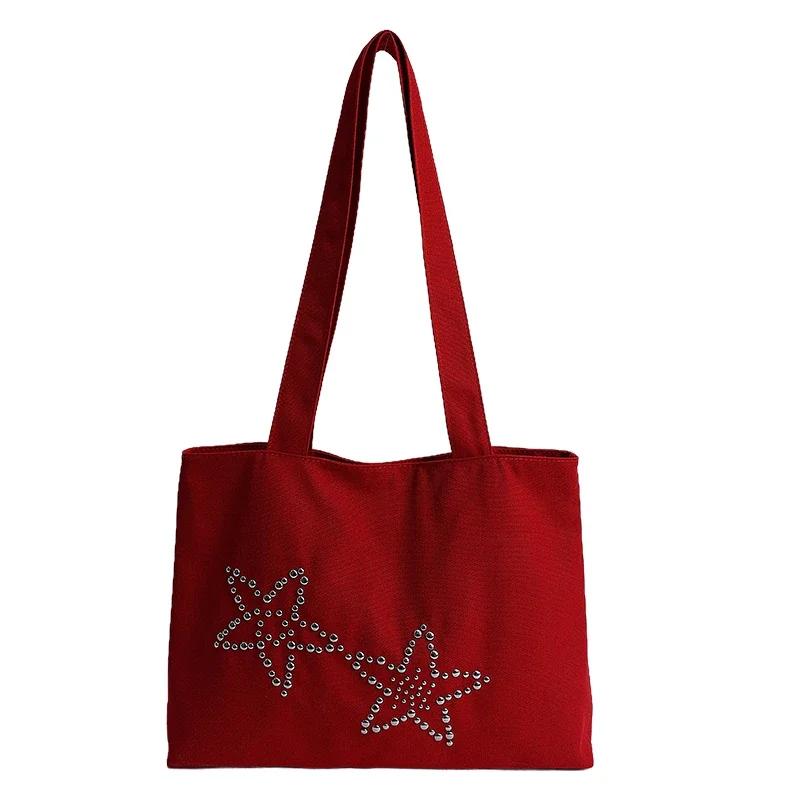 

Microfiber Star Bling Shoulder Bags Large Capacity Zipper Solid Color 2026 Brand Bags for Women Simple Soft Versatile Handbag красный