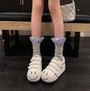 Dudu Planet~ 2025 New Velcro Big Head Thick Sole Heightening Shoes Women's Casual Board Shoes Sports Little White Shoes