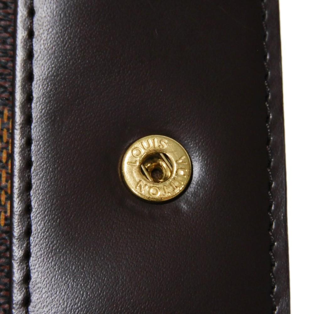 Used Damier Compact Zip Billfold Card Case with Brown Snap Button, 12564, and Coin Purse (N61668 7941 Logo) from Japan