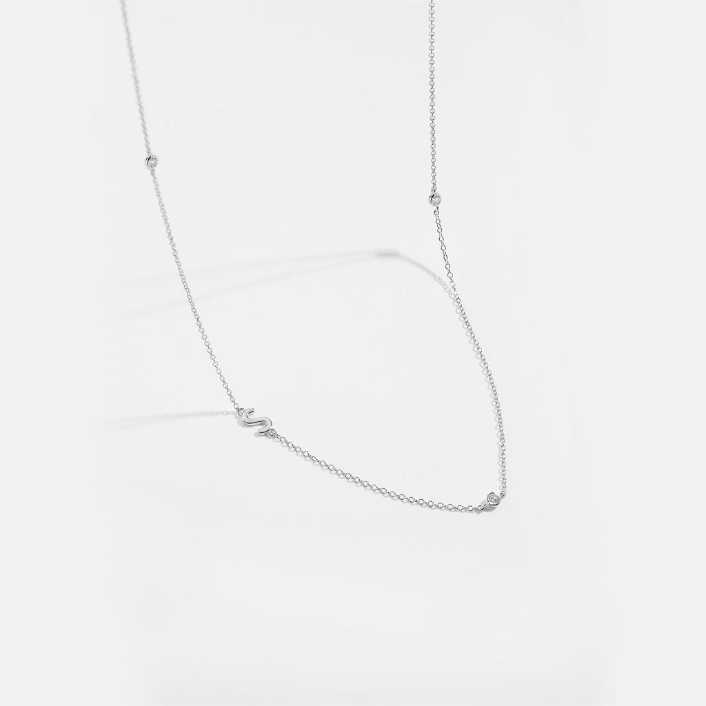 S925 Sterling Silver Initial Necklace for Women - Elegant Polished Clavicle Chain, Fashionable Jewelry, In Stock