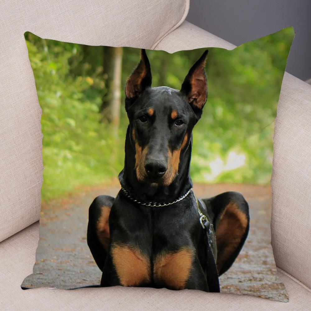 Doberman Pinscher Cushion Cover Both Sided Print Decor Pet Dog Animal Pillow Case for Car Sofa Home Soft Plush Throw Pillowcase