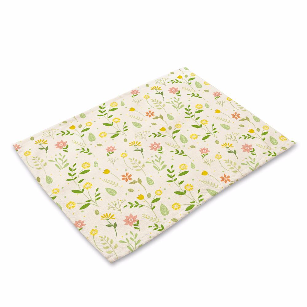 Bohemian Floral Pattern Placemat Kitchen Decor Cotton Linen Boho Dining Table Mats Coaster Pad Bowl Coffee Cup Mat 40X30cm
