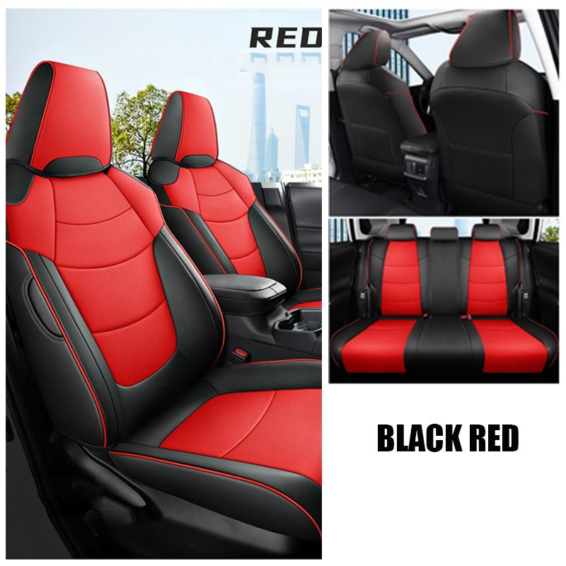 Custom Car Seat Covers Full Set For Toyota RAV4 2019-2025 Waterproof Leather Seat Cushion Protective Cover Interior Accessories
