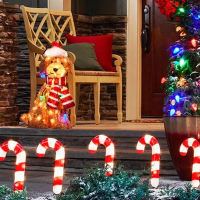 Flauschige Hundedekoration, leuchtende, weihnachtliche, goldene Hundedekoration, festliche Gartendekoration für frohe Feiertage