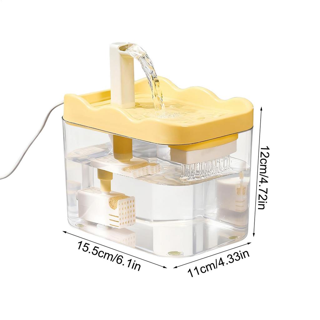 Cat Water Dispenser with Pump Filtered Water Mute Water Shortage Auto Power Off Automatic Circulating Flow Drinker