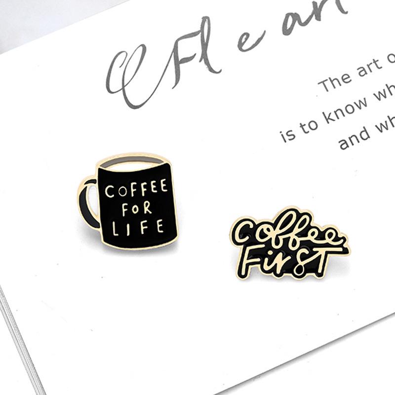 Creative Cartoon Coffee Cup Brooch Pin for Men and Women - Stylish Clothing Accessory & Ornament with Alloy Baking Varnish Finish
