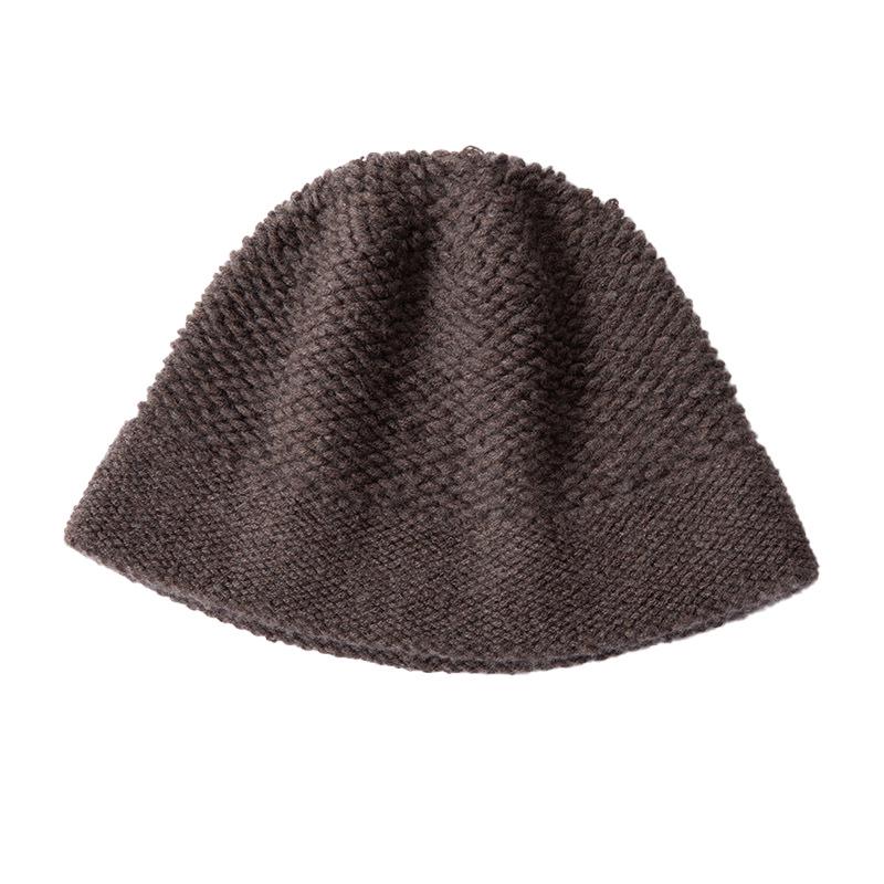 Women's 100% Pure Cashmere Knit Bucket Hat - Autumn/Winter Thickened Design for a Slimmer Face Look