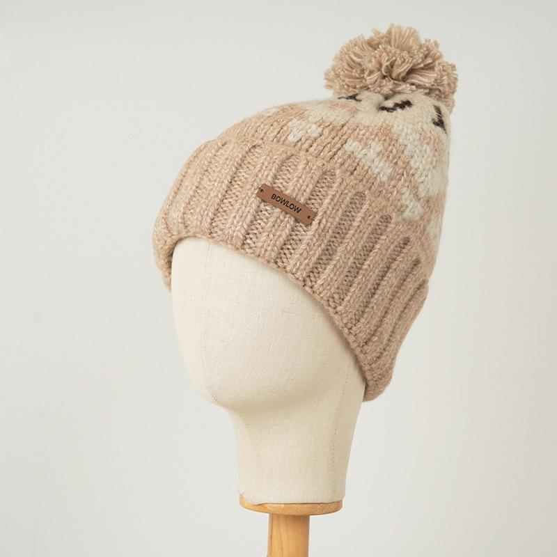 Retro kožešinová čepice plesová vlna Dámské podzimní zima tlustá teplá pletená čepice čepice s rukávem čepice Skullies beanies lyžařská čepice