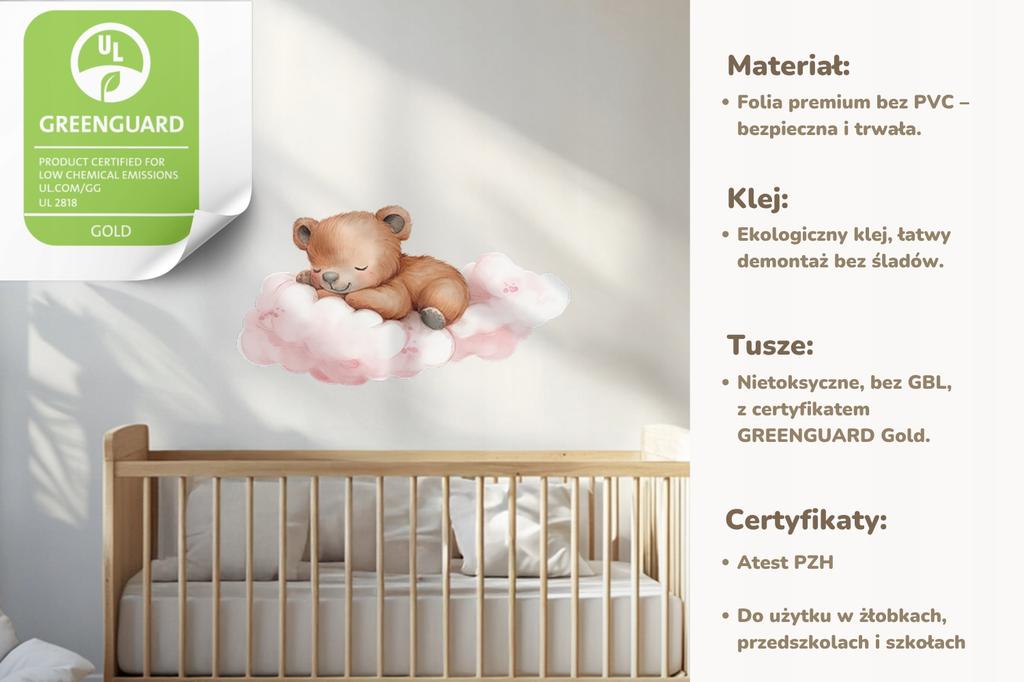 Wall Stickers Sleeping Teddy Bear On A Cloud And Stars Children'S Room