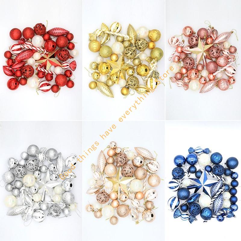 Christmas Balls Set of 40 Plastic Sphere Ornaments Hanging Crafts Decor 55KF