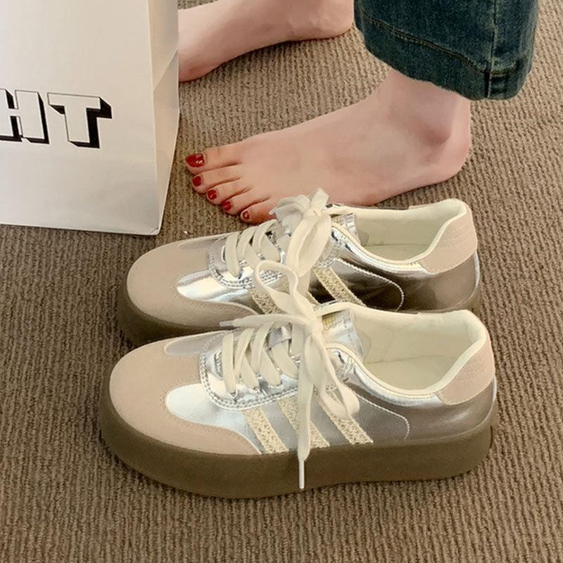 

Серебряное кружево немецкие тренировочные туфли платформа внутренняя высота увеличение женская обувь весна и осень новая повседневная обувь на доске обувь Форреста Гампа 40 серебряный