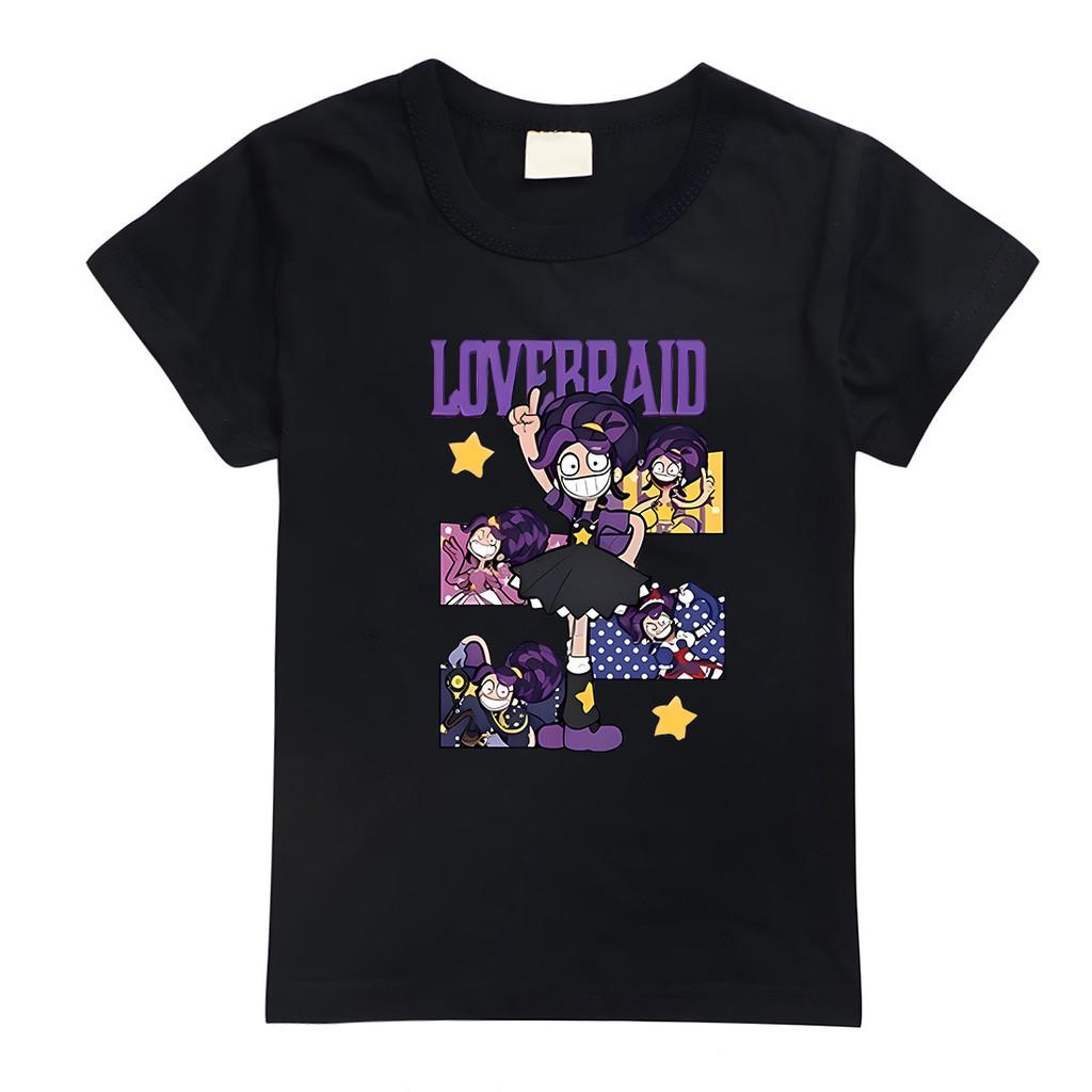 4143 Kids Girls Lily Lovebraids Print Short Sleeves Cotton T-Shirt