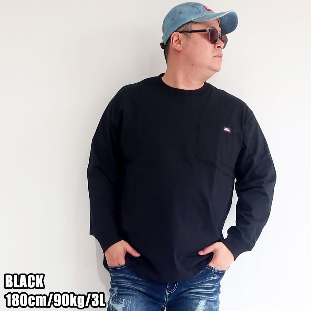 Men's Plus Size Dickies T-Shirt, Long Sleeve, 100% Cotton, Chest Pocket, Sizes M, L, XL, 3L, 4L, 5L, 10001506 (3L, White)