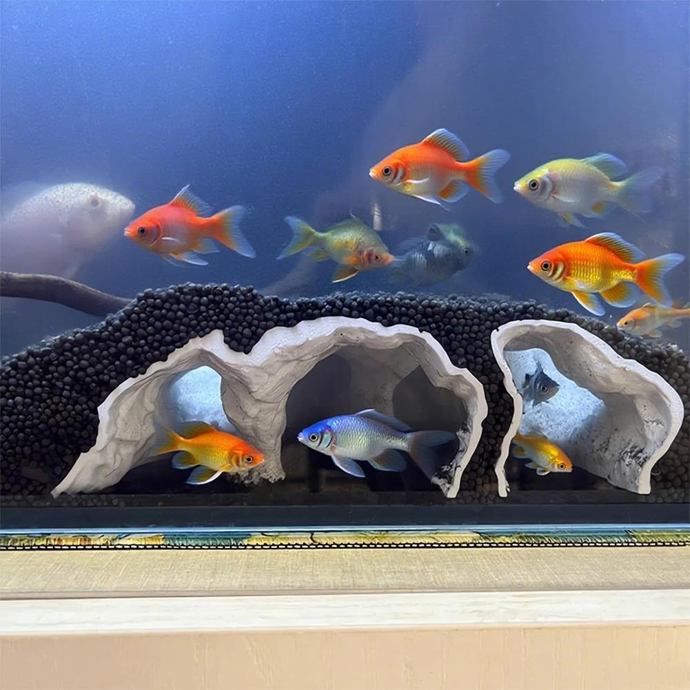 3D Printed Fish Tank Accessories Underground Tunnel Cave Bowl Hide Decoration for Cherry Shrimp Chili Rasbora Hermit Crab