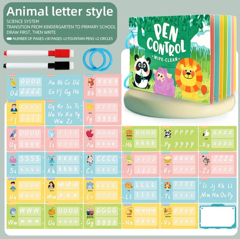 Non-Toxic Pen Control Training Cards For Preschool Reusable Alphabet Numbers Tracing Learning Activity Busy Book Educational Toy For Kids