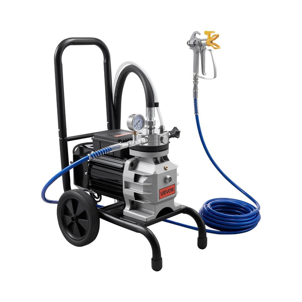 Diaphragm Airless Paint Sprayer, 1100 W Efficient Cart Airless Paint Sprayer, 2200 psi High Pressure, with Extension Pole, Cleaning Needle and Brush,