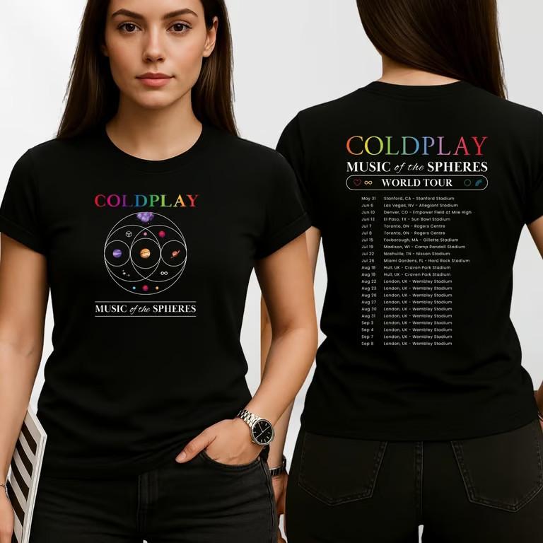 Coldplay Music Of The Spheres T-Shirt 2025 World Tour Concert Tee Unisex Tops Unisex T-Shirt S