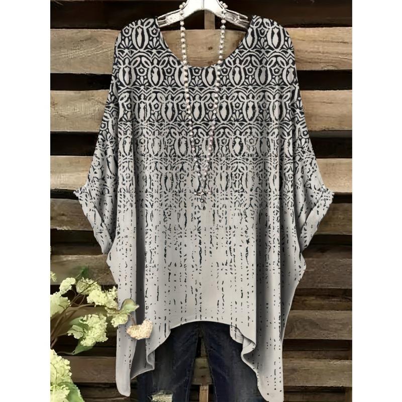 Women's T-Shirt Elegant Bohemian Vacation Colorful Rendering Graphic Print Fashion Versatile Round Neck Women's Summer Clothes