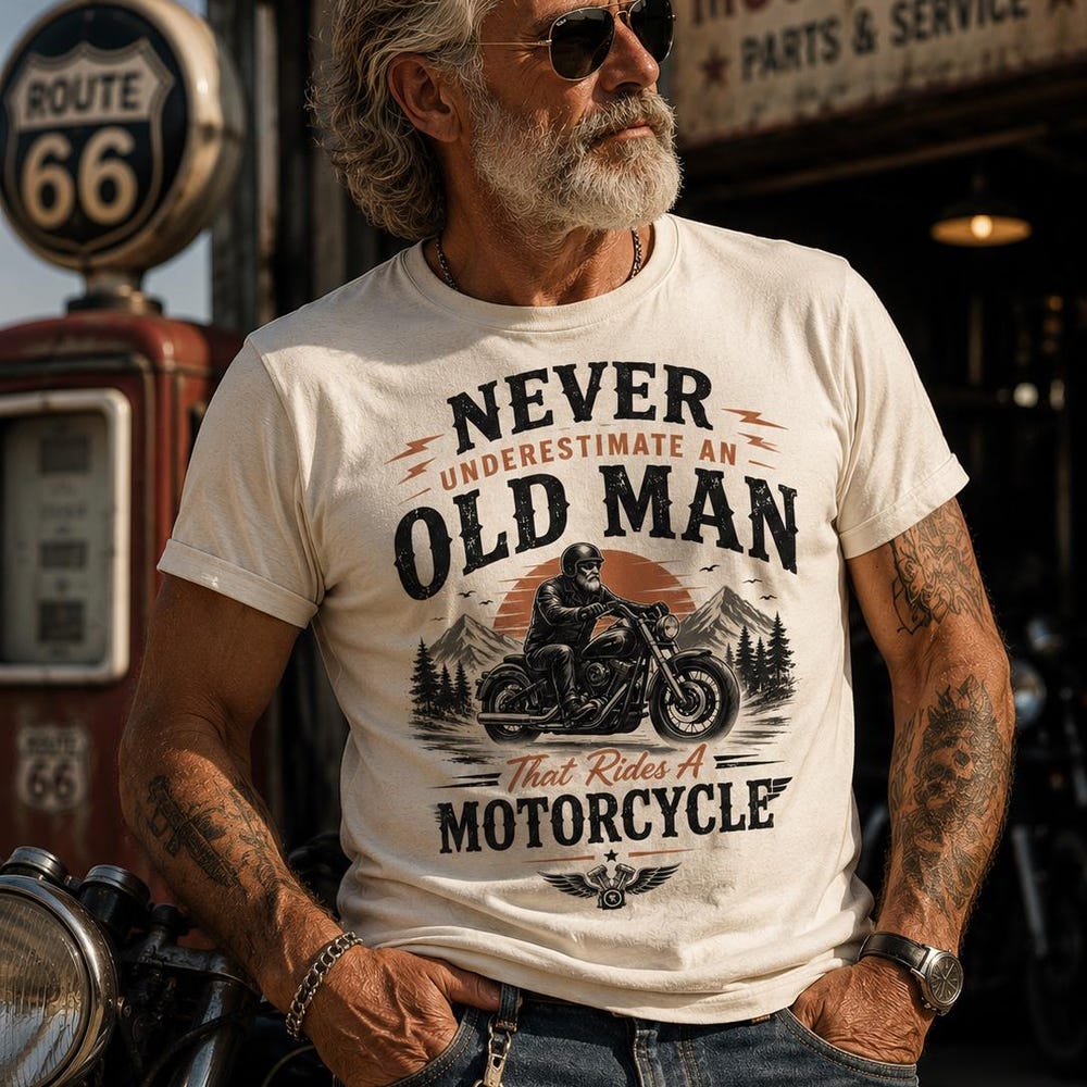 Never Underestimate an Old Man That Rides a Motorcycle T-shirt | Vintage Biker Tee XXXL