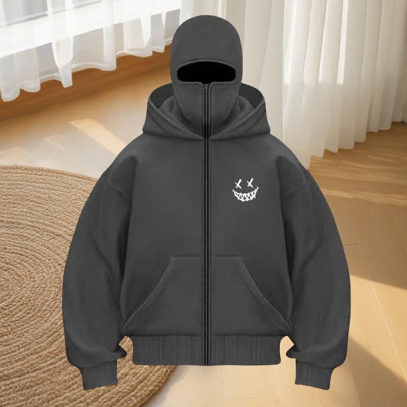 Men's Fashion Fitness Street Designer Hoodie Zipper Hoodie Loose Masked Sweatshirt Women's Fashionable Double Cap Double Collar
