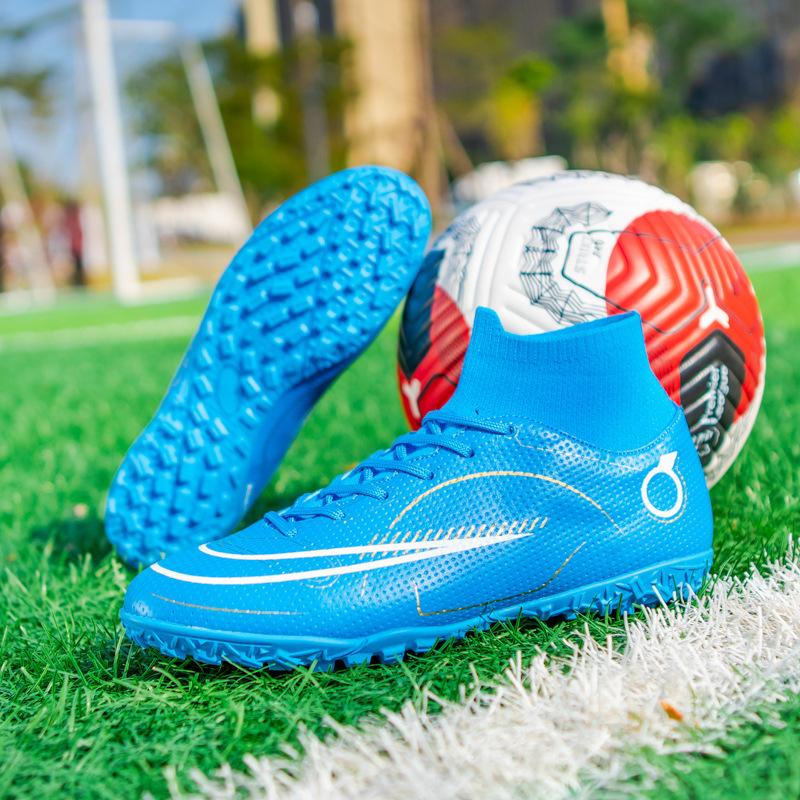 Neue atmungsaktive Sport-High-Top-TF-Lange Nägel Gebrochene Nägel Fußballschuhe Leichtgewicht Jugendwettkampf Jinjiang Trainingsschuhe Erwachsene
