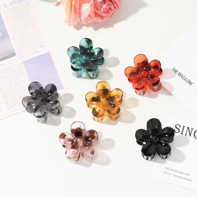 Gradient Leopard Print Five-Petal Flower Hair Claw Clip