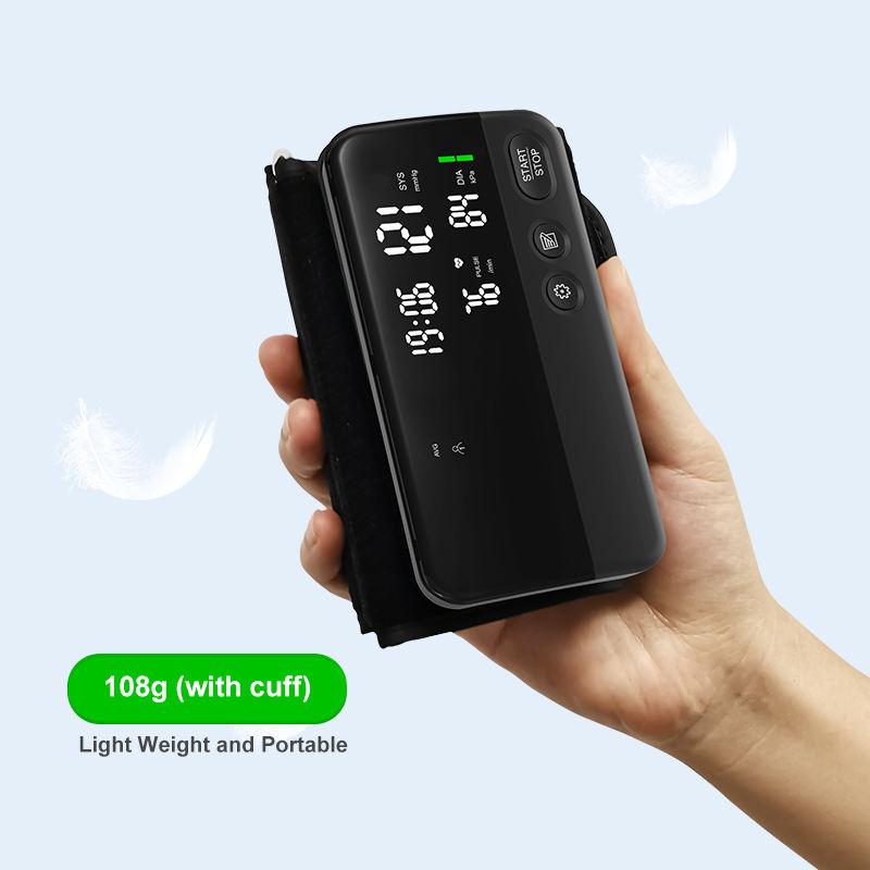 yongrow Oberarm-Blutdruckmessgerät Automatisches BP-Tonometer für den Heimgebrauch mit großem Display und tragbarer Manschette (22-42cm)