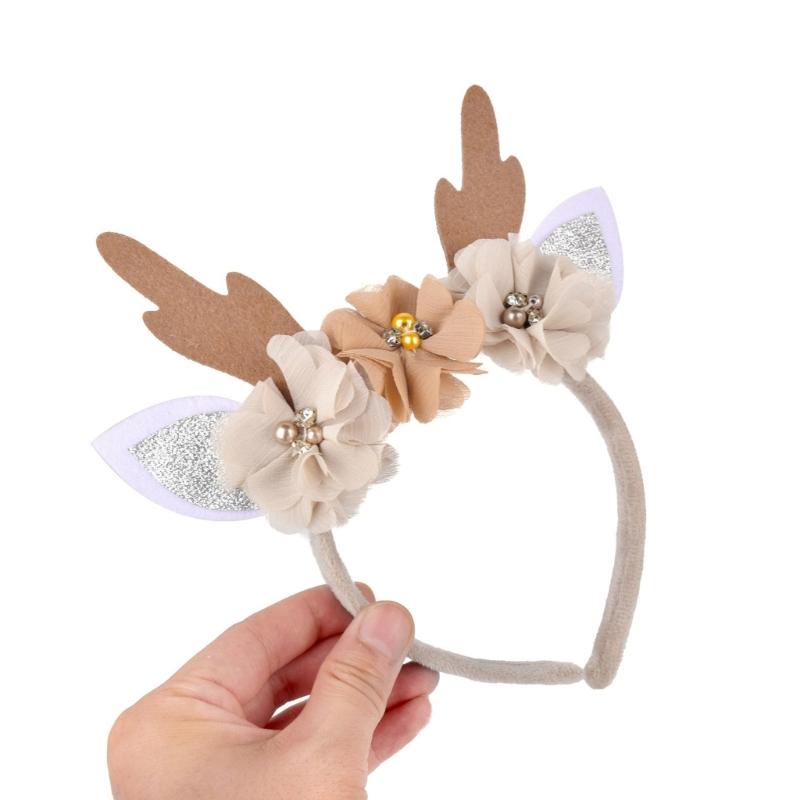 Girl Deer Costume Accessories with Dress and Headband Christmas Elk Dress Up Outfit for Kid Halloween Christmas Cosplay