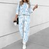 Women Floral Print Two Piece Outfit, Long Sleeve Crew Neck Top & Drawstring Jogger Pants Casual Tracksuit for Spring Autumn