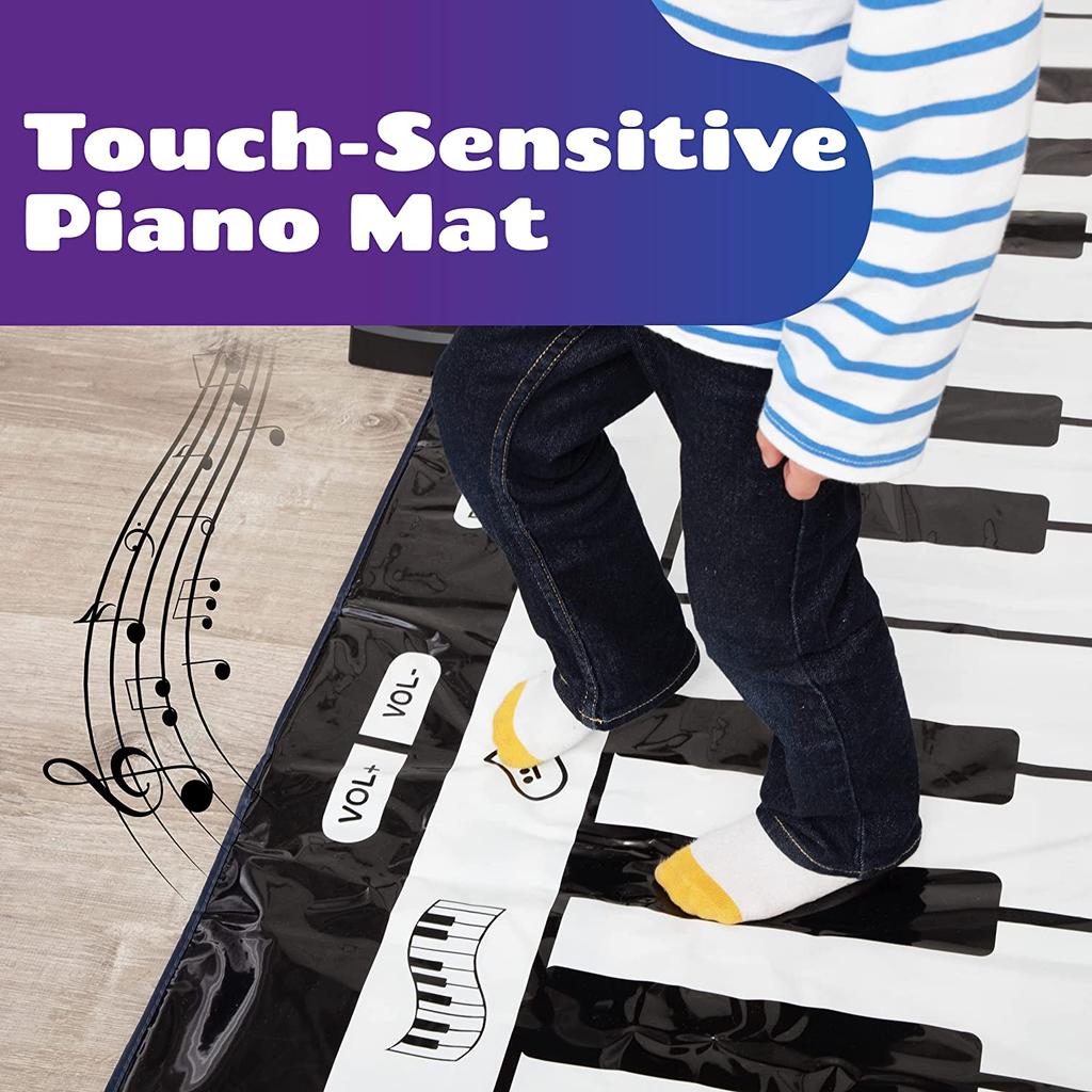 Tapete de piano infantil com 24 teclas, 4 modos de jogo exclusivos, 8 sons de instrumentos musicais | Tapete musical para teclado e brinquedos |