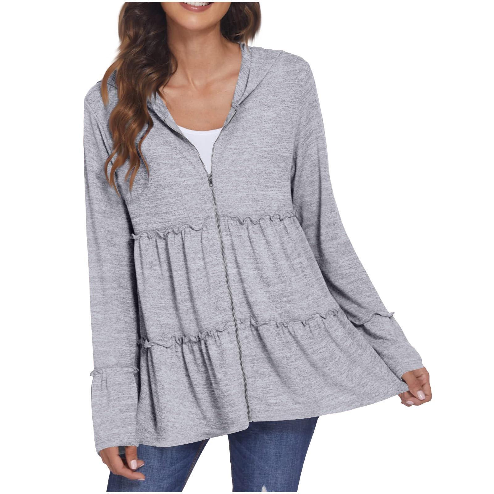 

Женская толстовка с капюшоном на молнии, плиссированная многослойная спортивная куртка, куртка с длинными рукавами XL