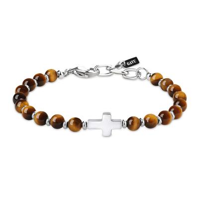 GAVU Tigerauge Kreuz Kraftstein Armband für Männer