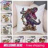 Jurassic Dinosaur Pillow Case Decor Cartoon Animal Print Pillowcase Soft Plush Cushion Cover for Sofa Home Children Room Xcm