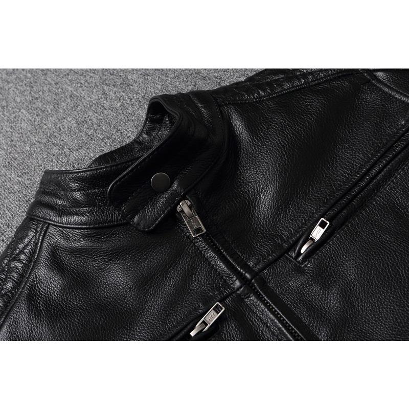 Chinesische Größe Schwarze Motorradjacken Echtes Rindsleder Mäntel Herren Lederjacke Fahren Bikerjacken Für Herren Kleidung Winter