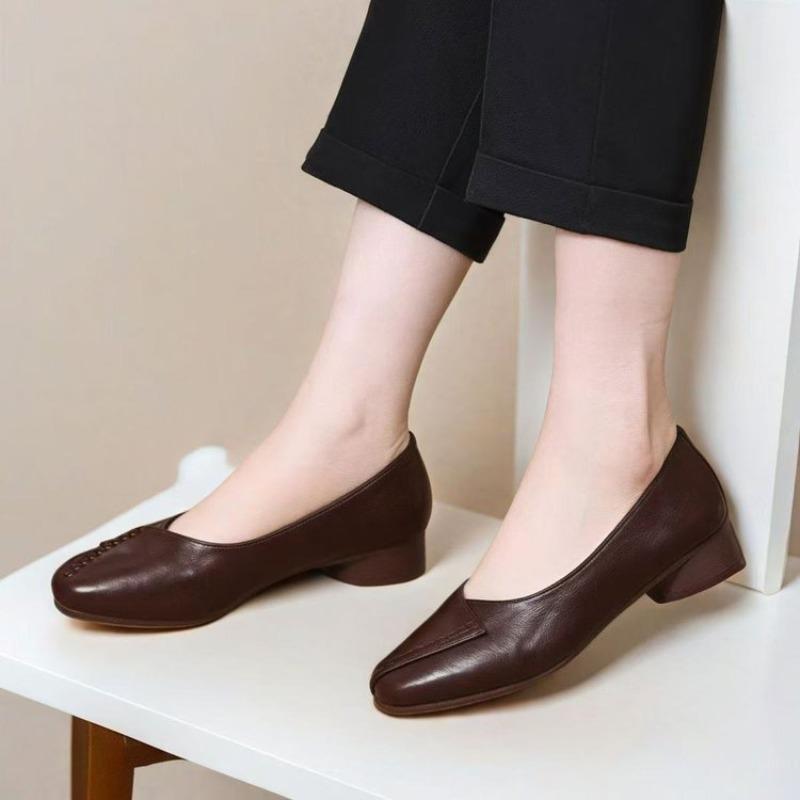 

New single shoes soft sole soft surface retro style comfortable versatile women s shoes shallow mouth bean shoes mother shoes 41 темно-коричневого кольору